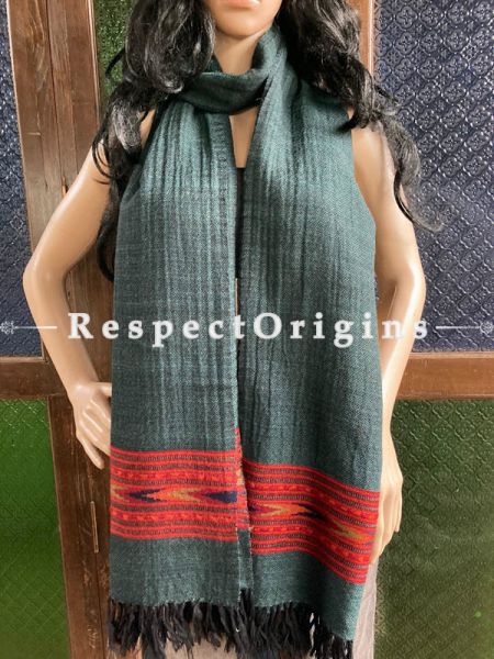 Gray Handwoven Woolen Kullu Stoles From Himachal with multiple Red borders; Size 80 x 28 inches; u602075863_New_db.com