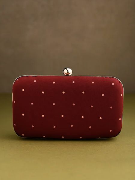 Red Parsi Gara Embroidery Clutch with Rose Spray pattern and Hard  Purse With Detachable Metal Strap; u602075863_New_db.com