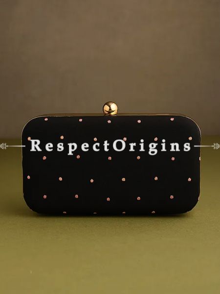 Black Parsi Gara Embroidery Clutch with Rose Spray pattern and Hard  Purse With Detachable Metal Strap; u602075863_New_db.com