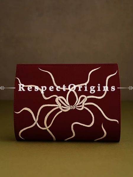 Red Parsi Gara Embroidery Clutch with Bows and Baskets pattern and Hard  Purse With Detachable Metal Strap; u602075863_New_db.com