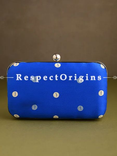 Blue Parsi Gara Embroidery hard Clutch Purse with Detachable Metal Strap.; u602075863_New_db.com