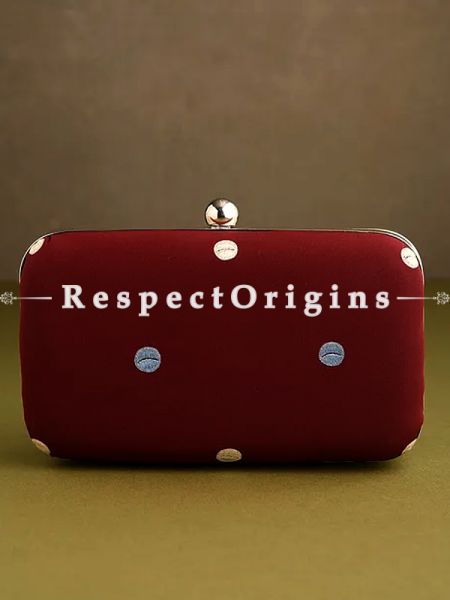 Red Parsi Gara Embroidery hard Clutch purse with Detachable Metal Strap.; u602075863_New_db.com