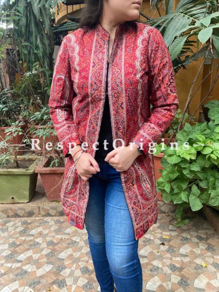 Luxurious Formal Ladies Designer Detailing Jamavar Jacket in Cotton Silk Blend; Silken Lining; u602075863_New_db.com