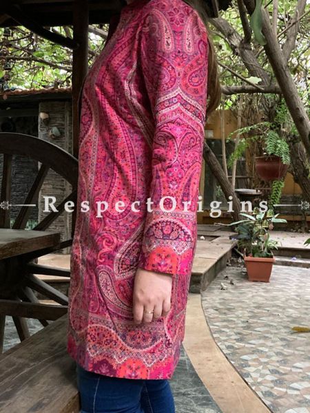 Pink Coloured Floral Design Formal Ladies Designer Detailing Jamavar Jacket in Cotton Silk Blend; Silken Lining; u602075863_New_db.com