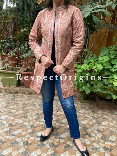 Floral Design Formal Ladies Designer Detailing Jamavar Multi-Coloured Jacket in Cotton Silk Blend; Silken Lining; u602075863_New_db.com