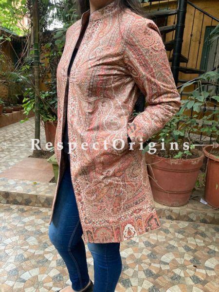 Floral Design Formal Ladies Designer Detailing Jamavar Multi-Coloured Jacket in Cotton Silk Blend; Silken Lining; u602075863_New_db.com