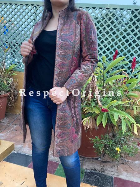 Bewitching Floral Design Formal Ladies Designer Detailing Jamavar Multi-Coloured Jacket in Cotton Silk Blend; Silken Lining; u602075863_New_db.com