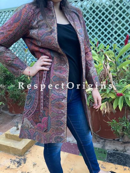 Bewitching Floral Design Formal Ladies Designer Detailing Jamavar Multi-Coloured Jacket in Cotton Silk Blend; Silken Lining; u602075863_New_db.com