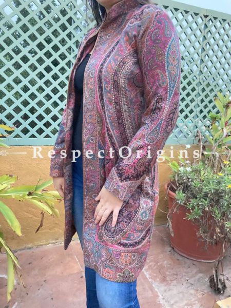 Pink-Purple Base Floral Design Formal Ladies Designer Detailing Jamavar Jacket in Cotton Silk Blend; Silken Lining; u602075863_New_db.com