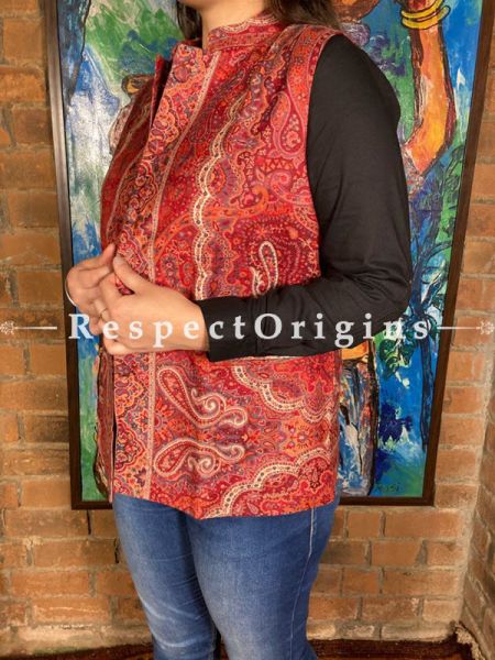 Red Floral Design Formal Ladies Designer Detailing Jamavar Jacket in cotton silk Blend; Silken Lining; u602075863_New_db.com