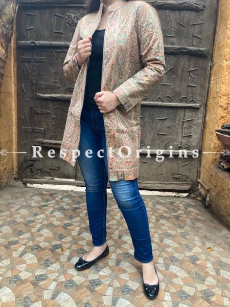Multi-Coloured Floral Design Formal Ladies Designer Detailing Jamavar Jacket in Cotton Silk Blend; Silken Lining; u602075863_New_db.com