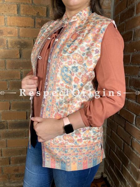 Charismatic Floral Design Formal Ladies Designer Detailing Jamavar Cream Jacket in Cotton Silk Blend; Silken Lining; u602075863_New_db.com