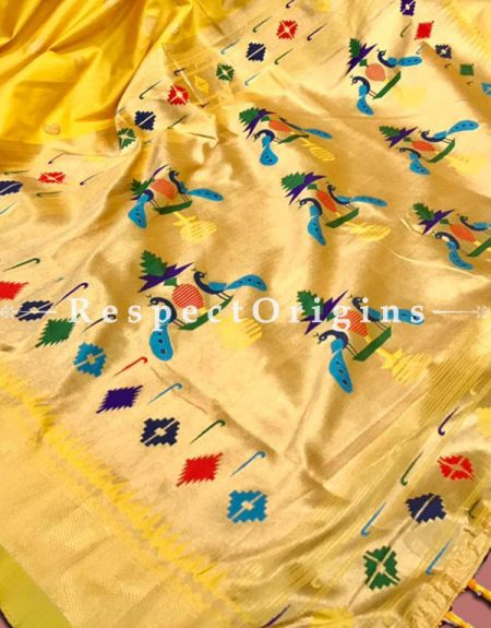 Yellow Full Weaving And AttractiveKanchipuram Pure Silk Saree WithWeaving Work Blouse.; u602075863_New_db.com