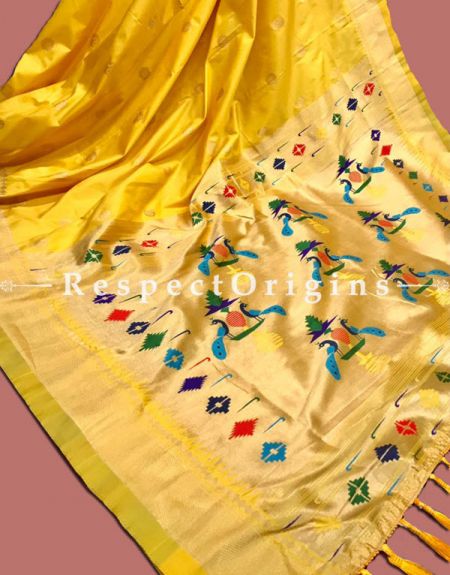 Yellow Full Weaving And AttractiveKanchipuram Pure Silk Saree WithWeaving Work Blouse.; u602075863_New_db.com