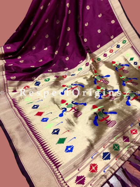 Purple Full Weaving And AttractiveKanchipuram Pure Silk Saree WithWeaving Work Blouse.; u602075863_New_db.com
