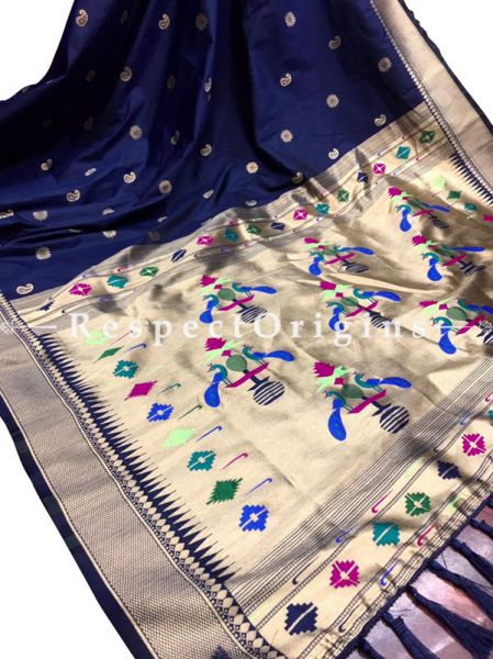 Navy Blue Full Weaving And AttractiveKanchipuram Pure Silk Saree WithWeaving Work Blouse.; u602075863_New_db.com