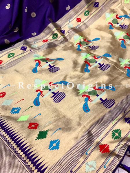 Indigo Full Weaving And AttractiveKanchipuram Pure Silk Saree WithWeaving Work Blouse.; u602075863_New_db.com