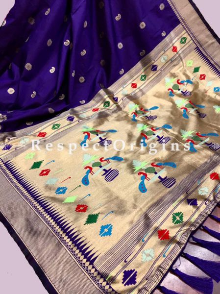 Indigo Full Weaving And AttractiveKanchipuram Pure Silk Saree WithWeaving Work Blouse.; u602075863_New_db.com