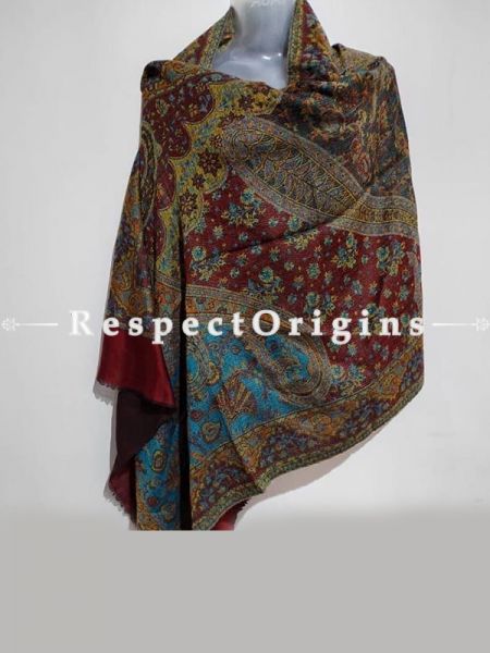 Kashmiri Kashidakari Embroidered on Red Shawl Stole Gift; u602075863_New_db.com