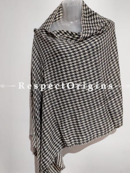 Unisex Men or Women's Black-White Checked Woollen Shawl Stole Throw Blanket Gift; u602075863_New_db.com