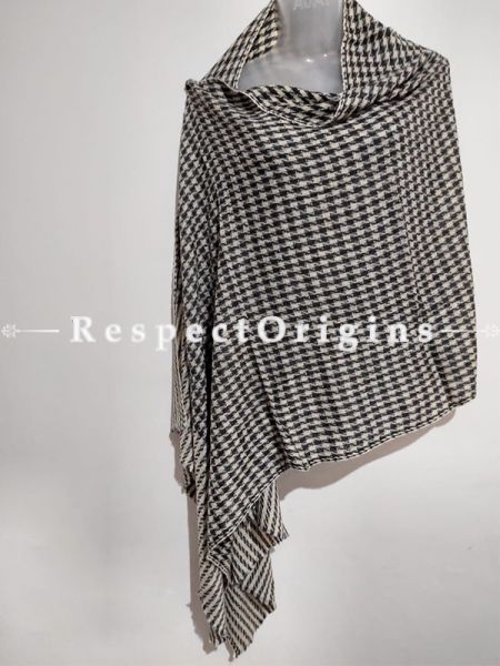 Unisex Men or Women's Black-White Checked Woollen Shawl Stole Throw Blanket Gift; u602075863_New_db.com