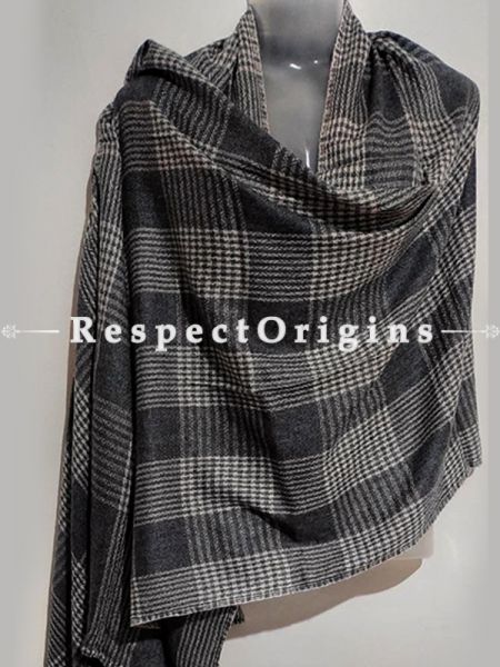 Unisex Men or Women's Black-Grey Crisscross Woollen Shawl Stole Throw Blanket Gift; u602075863_New_db.com