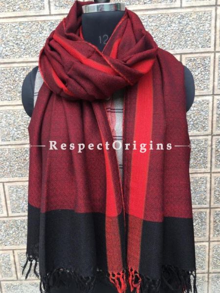 Red Pure wool Unisex Himalayan Kullu Scarf for Men and Women; u602075863_New_db.com