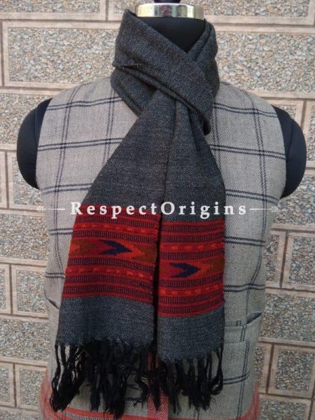 Black Pure wool Unisex Himalayan Kullu Scarf for Men and Women; u602075863_New_db.com