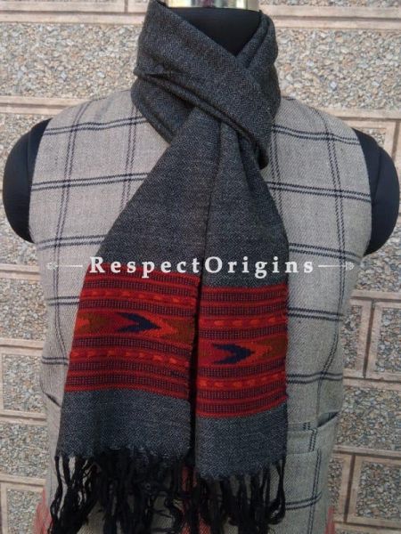 Black Pure wool Unisex Himalayan Kullu Scarf for Men and Women; u602075863_New_db.com