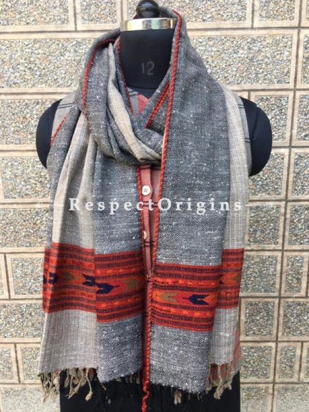 Beige Pure wool Unisex Himalayan Kullu Scarf for Men and Women; u602075863_New_db.com