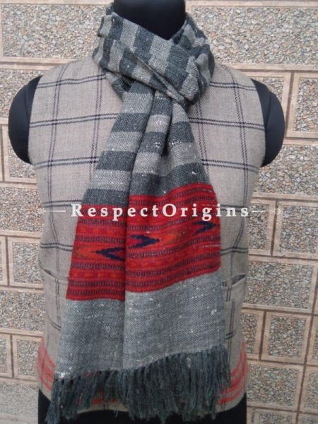 Grey Pure wool Unisex Himalayan Kullu Scarf for Men and Women; u602075863_New_db.com