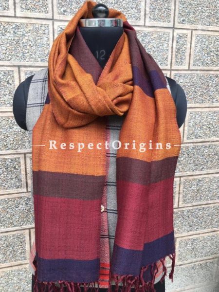 Brown Pure wool Unisex Himalayan Kullu Scarf for Men and Women; u602075863_New_db.com