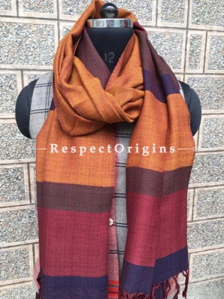 Brown Pure wool Unisex Himalayan Kullu Scarf for Men and Women; u602075863_New_db.com