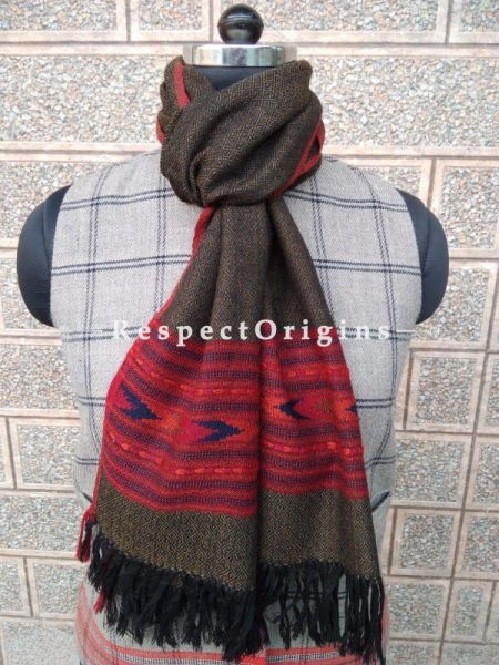 Black Pure wool Unisex Himalayan Kullu Scarf for Men and Women; u602075863_New_db.com