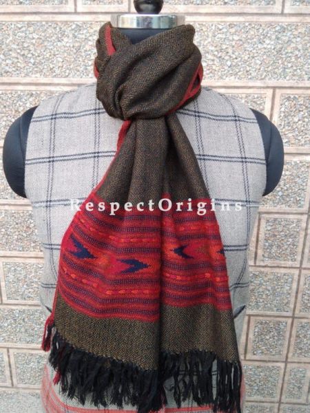 Black Pure wool Unisex Himalayan Kullu Scarf for Men and Women; u602075863_New_db.com