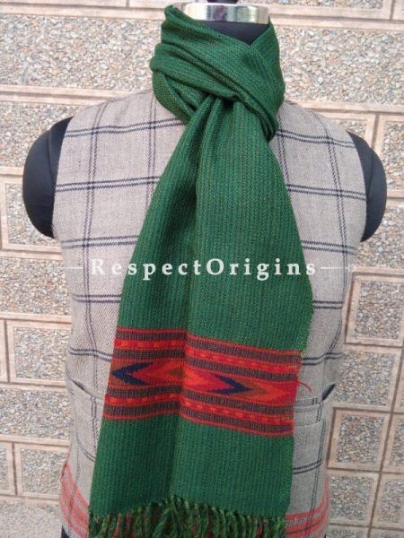 Green Pure wool Unisex Himalayan Kullu Scarf for Men and Women; u602075863_New_db.com