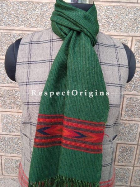 Green Pure wool Unisex Himalayan Kullu Scarf for Men and Women; u602075863_New_db.com