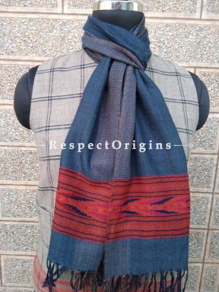 Blue Pure wool Unisex Himalayan Kullu Scarf for Men and Women; u602075863_New_db.com