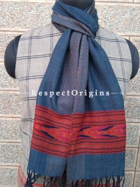 Blue Pure wool Unisex Himalayan Kullu Scarf for Men and Women; u602075863_New_db.com