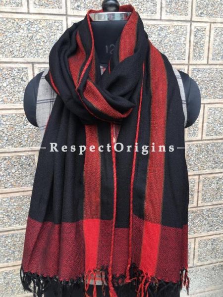Black Pure wool Unisex Himalayan Kullu Scarf for Men and Women; u602075863_New_db.com