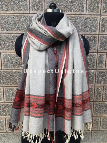 White Pure wool Unisex Himalayan Kullu Scarf for Men and Women; u602075863_New_db.com