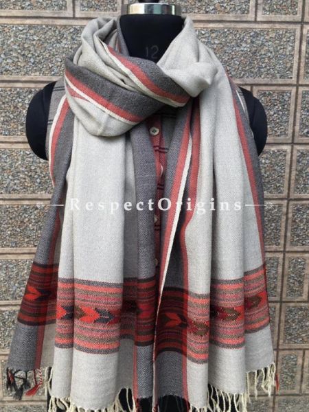 White Pure wool Unisex Himalayan Kullu Scarf for Men and Women; u602075863_New_db.com