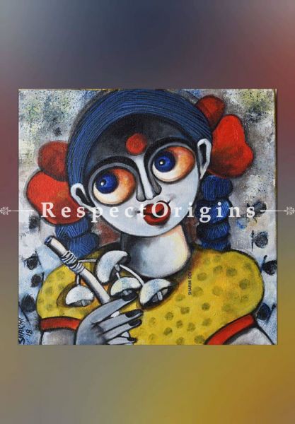 Square Art Painting of Kumari ;Acrylic on Canvas; 12in X 12in at u602075863_New_db.com