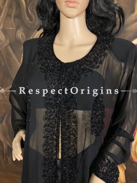 Beautiful Georgette Long Evening Jacket with Beadwork; com