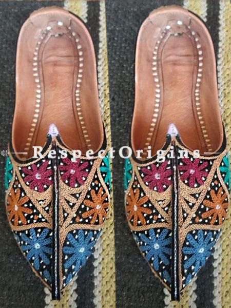 Joyful Camel Leather Soft Ladies Multicolor Hand Embroidered Slip-on Jutti Mojari Shoes Size 36/37/38/39; u602075863_New_db.com