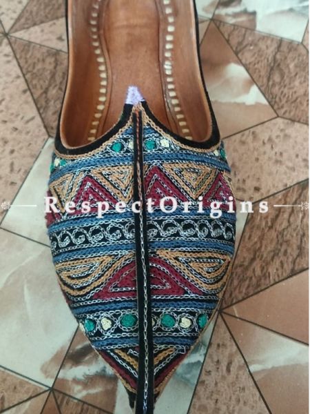 Ethnic Camel Leather Soft Ladies Multicolor Hand Embroidered Slip-on Jutti Mojari Shoes Size 36/37/38/39; u602075863_New_db.com