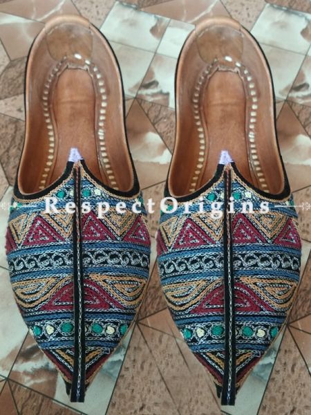 Ethnic Camel Leather Soft Ladies Multicolor Hand Embroidered Slip-on Jutti Mojari Shoes Size 36/37/38/39; u602075863_New_db.com