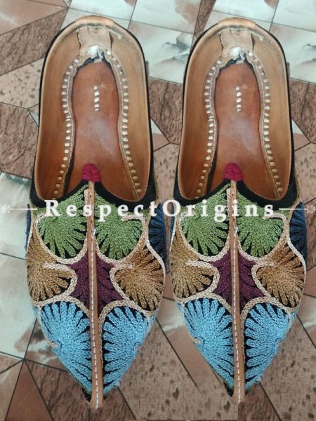 Joyful Camel Leather Soft Ladies Multicolor Hand Embroidered Slip-on Jutti Mojari Shoes Size 36/37/38/39; u602075863_New_db.com