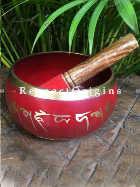 Buy Red Handmade Vintage Brass Meditation Tibetan Buddhist Singing Bowl; Musical instrument For Meditation; 6 Inches At u602075863_New_db.com