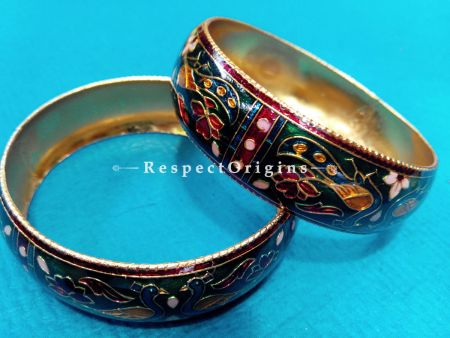 Multicoloured Minakari Bangles; Copper Alloy, u602075863_New_db.com